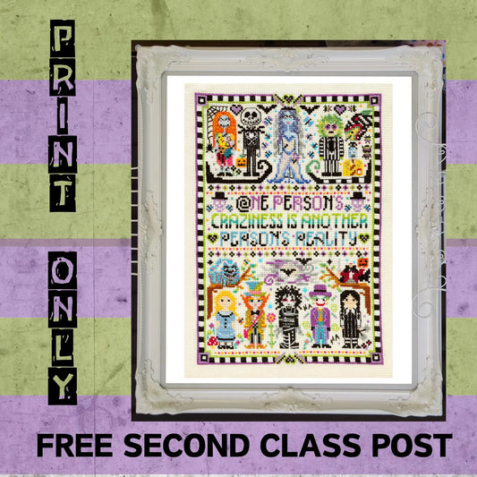 Tim Burton Cross Stitch Print,
