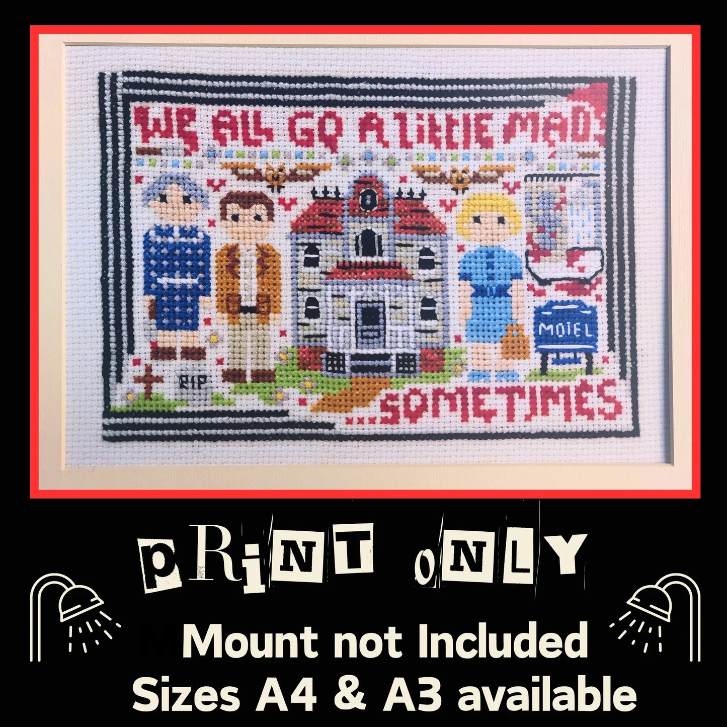 Psycho Print Cross Stitch Print