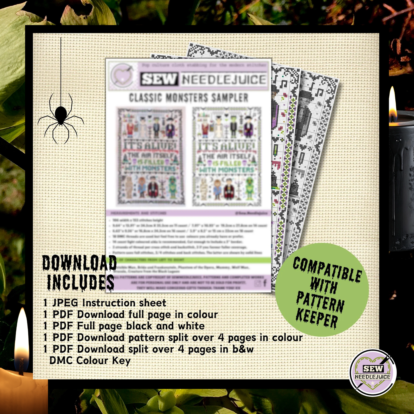 Classic Monsters Horror Movie Cross Stitch Pattern PDF Download