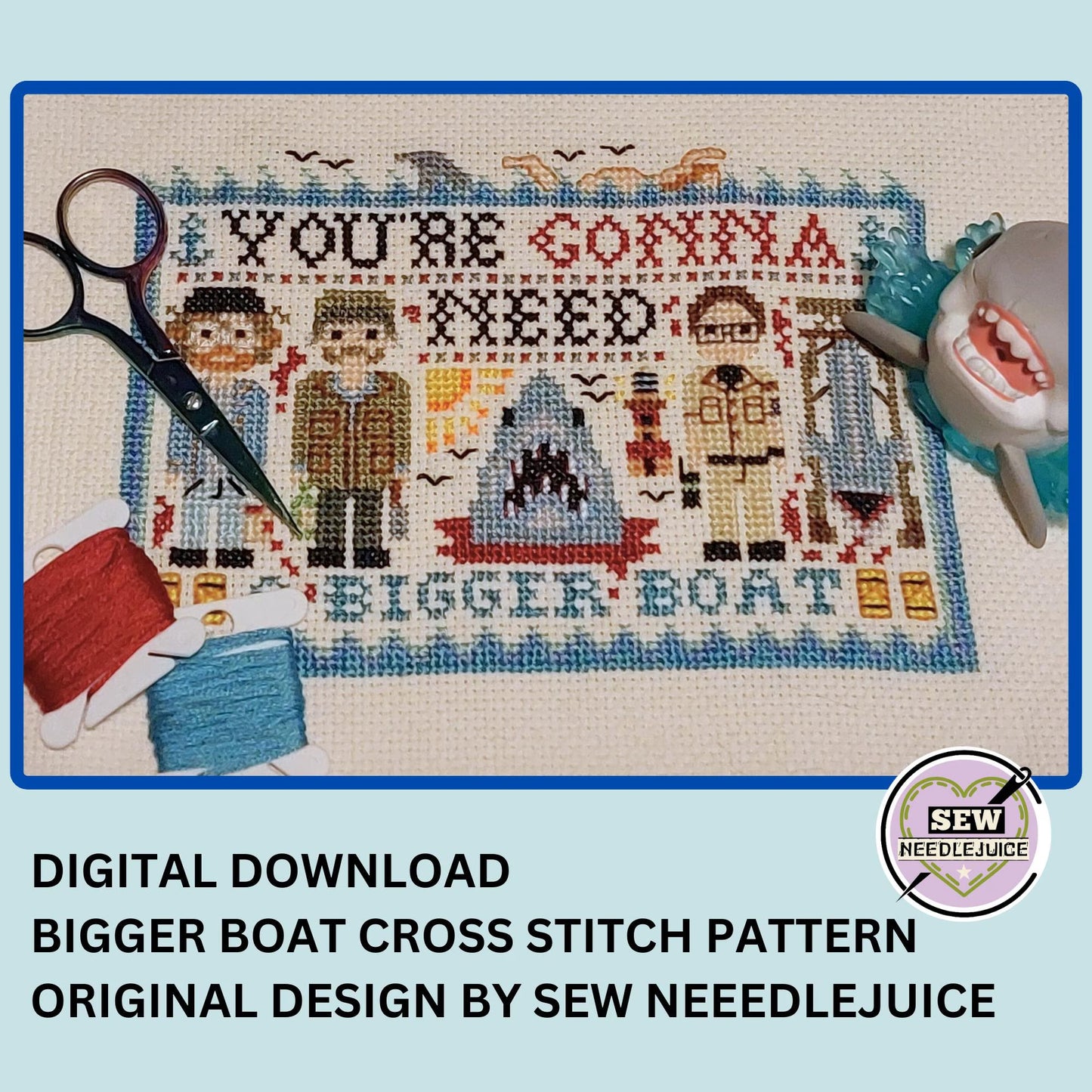 Bigger Boat Cross Stitch Pattern PDF Download