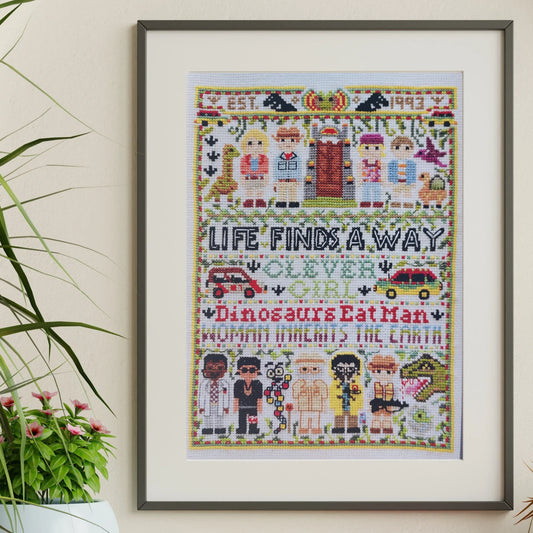 Jurassic Dinosaur Cross Stitch Print