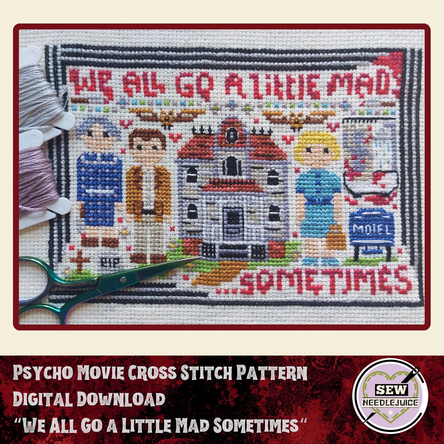 We All Go A Little Mad 1960 Cross Stitch Pattern PDF Download
