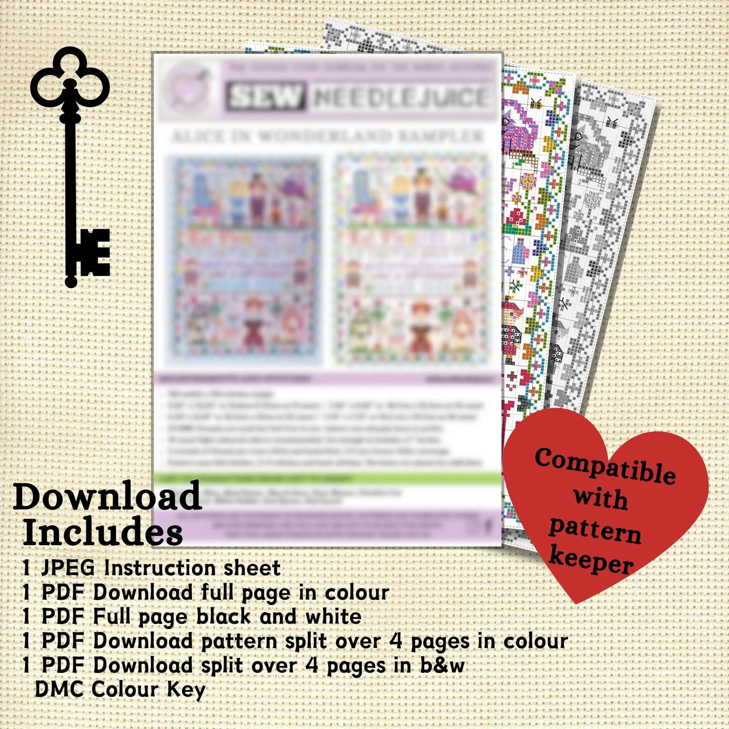 Alice in Wonderland Cross Stitch Pattern PDF Download