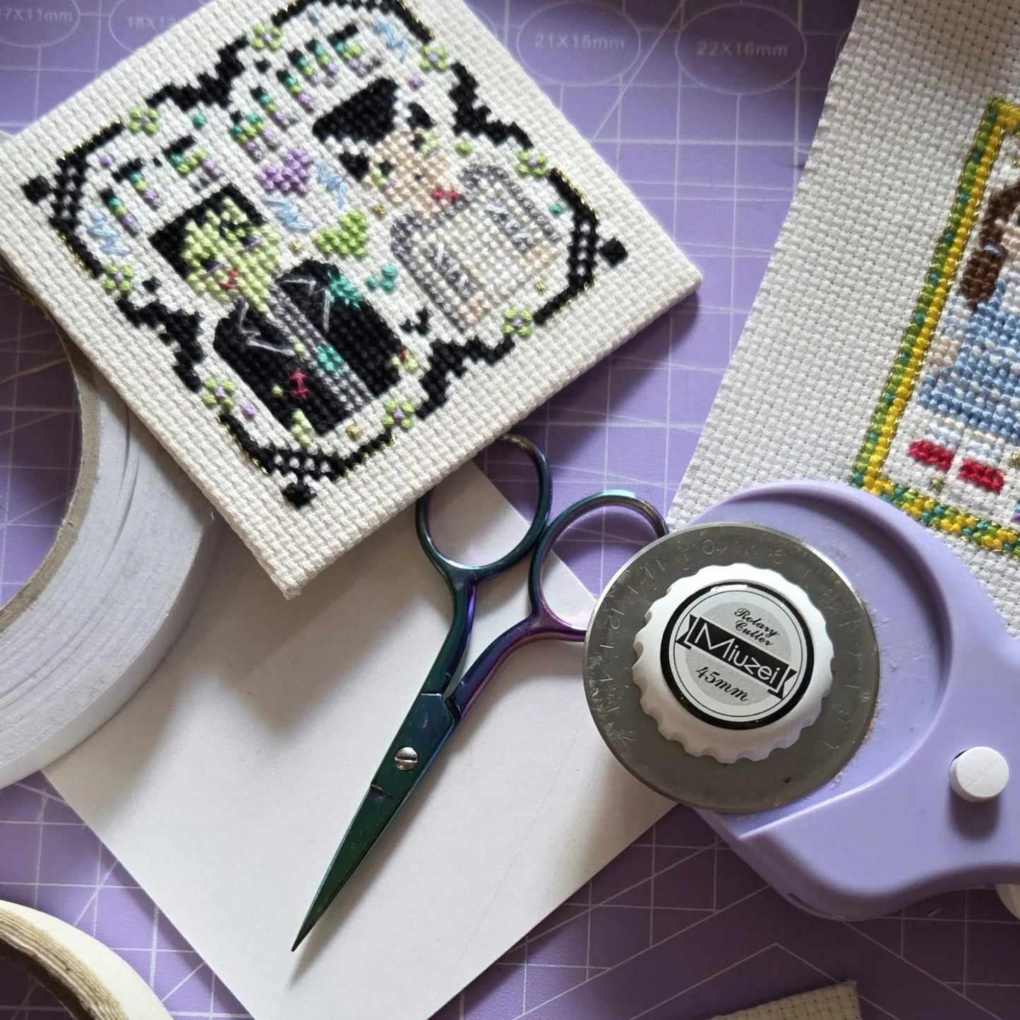 It's Alive! Frankenstein's Monster with Bride, Halloween Cross Stitch Pattern PDF Download